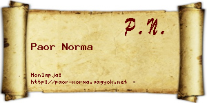 Paor Norma névjegykártya